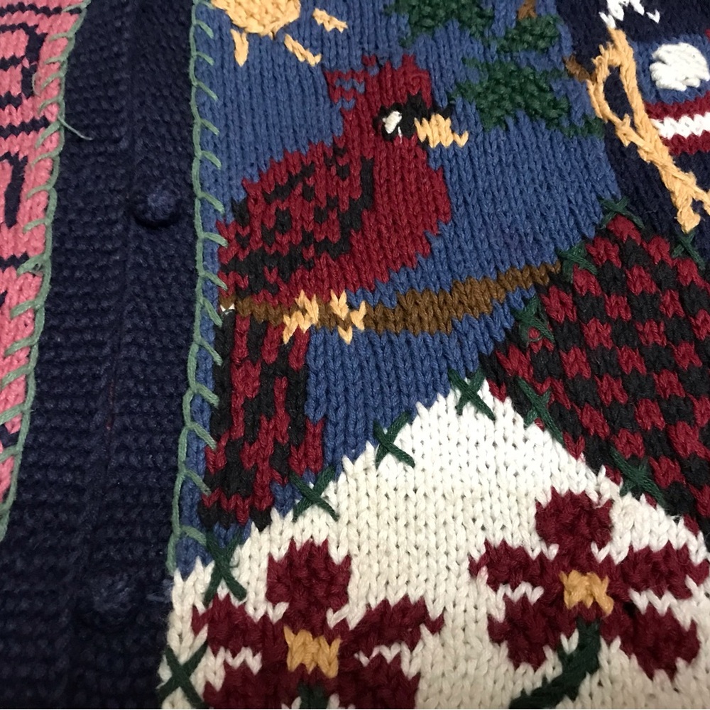 Vintage Colorful Navy Cardigan - Picture 4 of 4